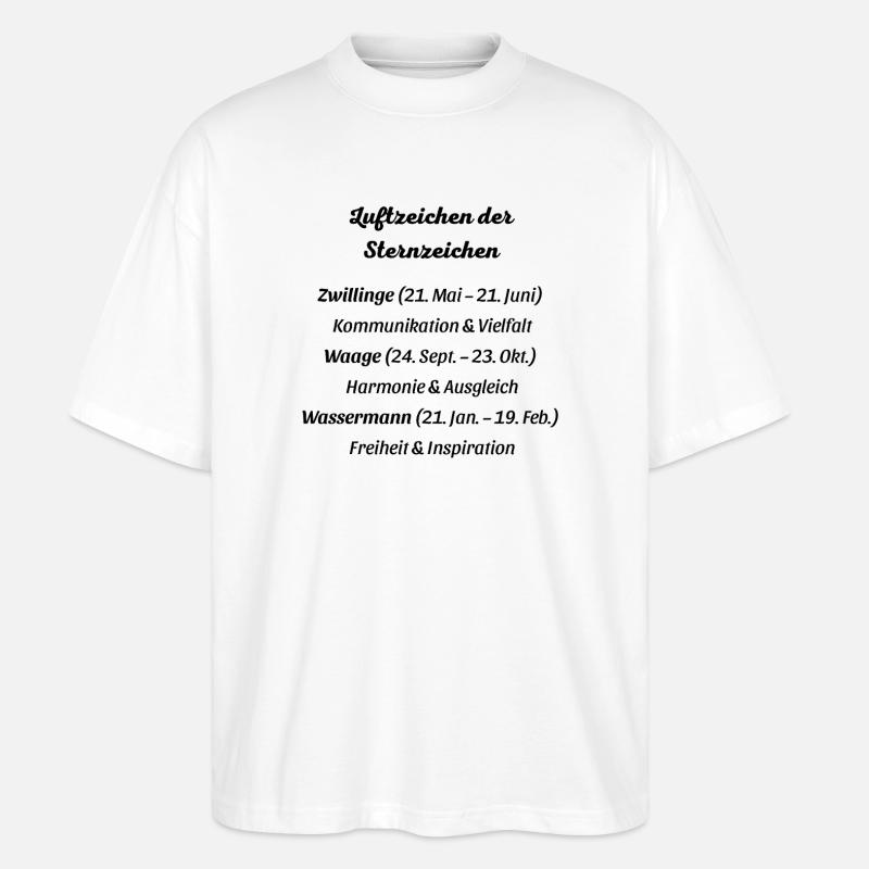 Luftzeichen der Sternzeichen - Stanley/Stella Oversized Unisex Bio T-Shirt Blaster 2.0 - Weiß