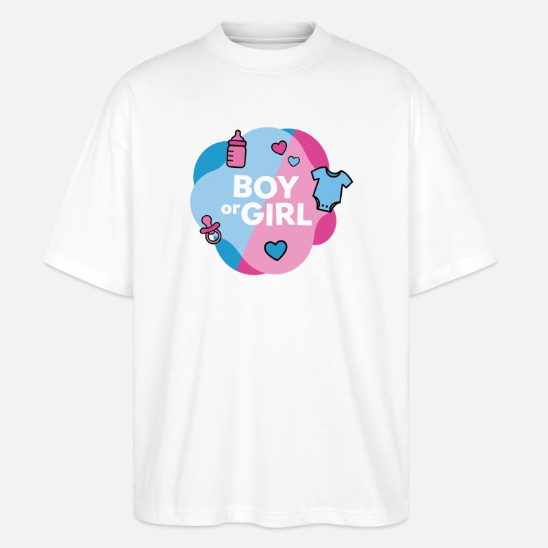 Geschlecht enthüllen Junge oder Mädchen - Stanley/Stella Oversized Unisex Bio T-Shirt Blaster 2.0 - Weiß