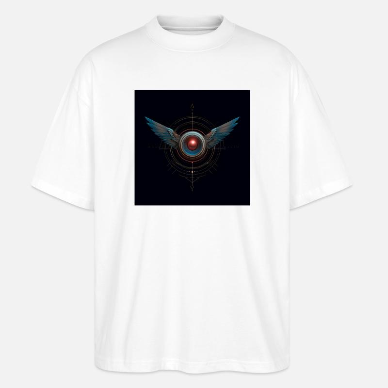 Futuristic Winged Emblem – Techno Vision - Stanley/Stella Oversized Unisex Organic T-shirt Blaster 2.0 - white