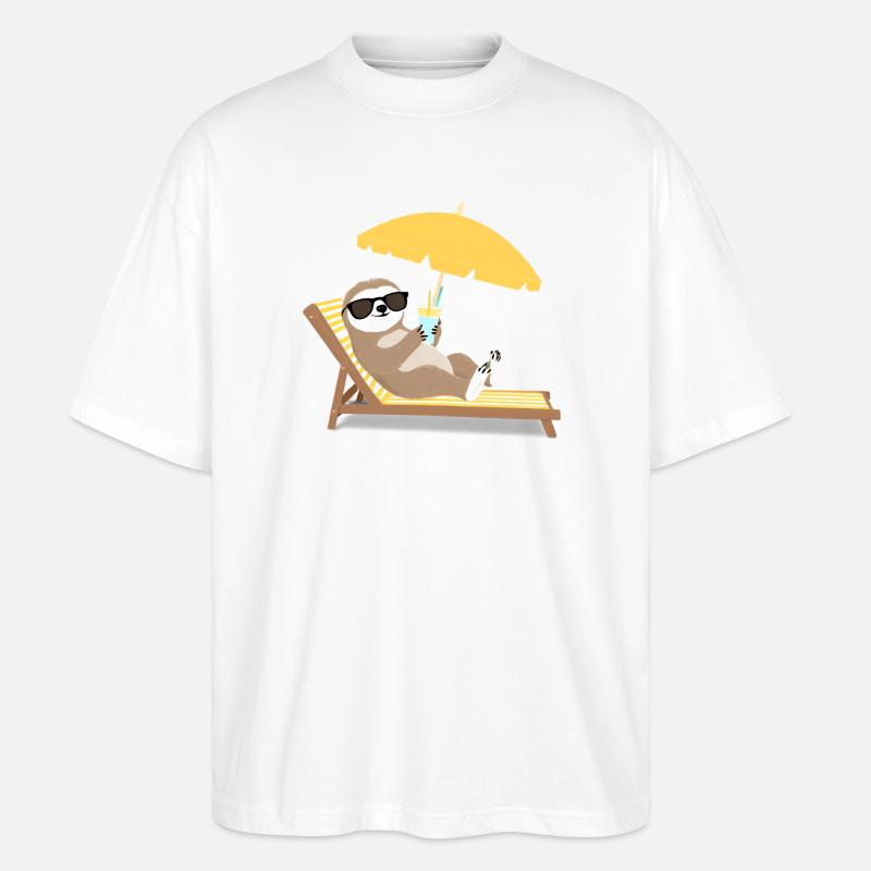 Faultier mit Sonnenbrille und Cocktail - Stanley/Stella Oversized Unisex Bio T-Shirt Blaster 2.0 - Weiß