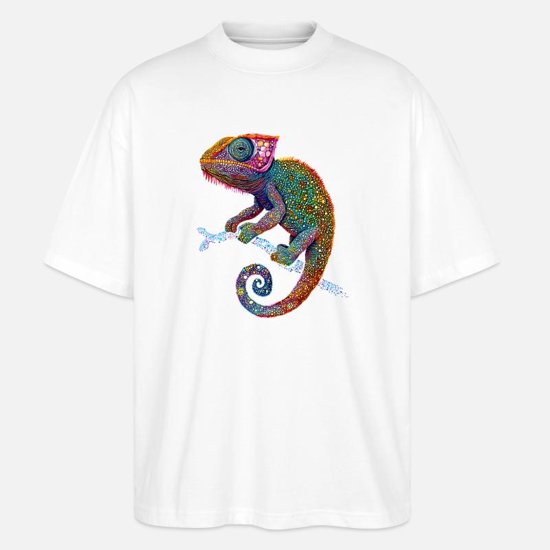 Chameleon Lizard Reptile Chameleon Iguana Lizard - Stanley/Stella Oversized Unisex Organic T-shirt Blaster 2.0 - white