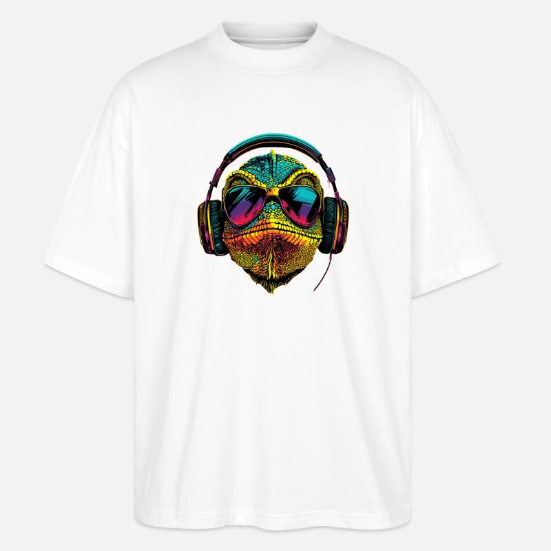 Chameleon Lizard Reptile Chameleon Iguana Lizard - Stanley/Stella Oversized Unisex Organic T-shirt Blaster 2.0 - white