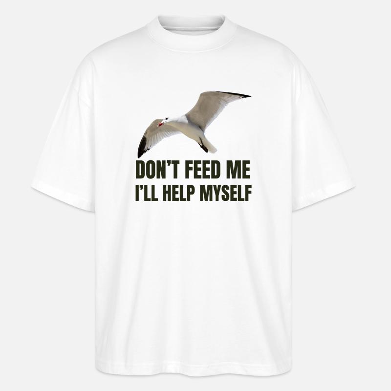 Möwe mit mutigem Statement - Stanley/Stella Oversized Unisex Bio T-Shirt Blaster 2.0 - Weiß