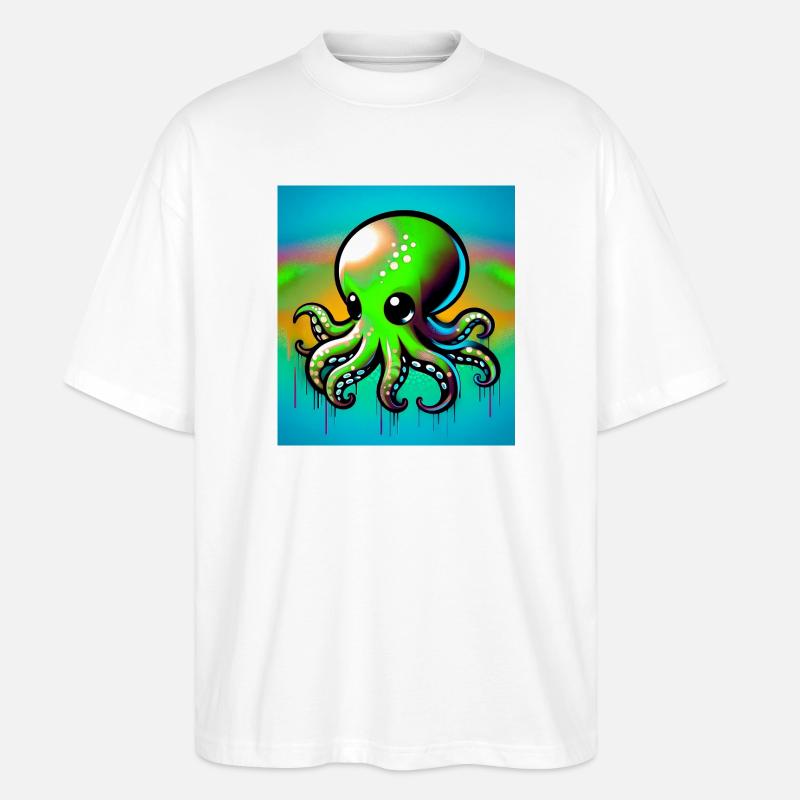 Krake - Stanley/Stella Oversized Unisex Bio T-Shirt Blaster 2.0 - Weiß