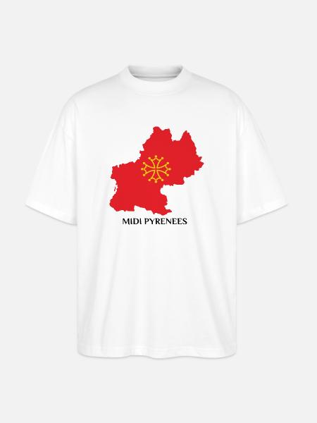 Map of the Midi-Pyrénées - Stanley/Stella Oversized Unisex Organic T-shirt Blaster 2.0 - white