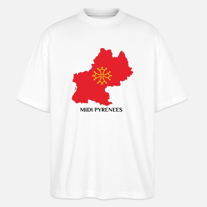 Karte der Midi-Pyrénées - Stanley/Stella Oversized Unisex Bio T-Shirt Blaster 2.0 - Weiß
