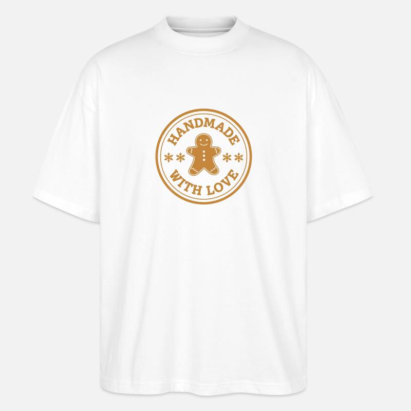 Lebkuchen Emblem – Handmade with Love - Stanley/Stella Oversized Unisex Bio T-Shirt Blaster 2.0 - Weiß
