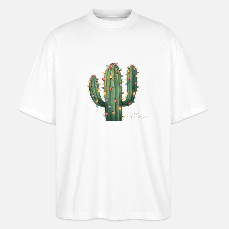 Weihnachtskaktus – Prickly but Festive - Stanley/Stella Oversized Unisex Bio T-Shirt Blaster 2.0 - Weiß