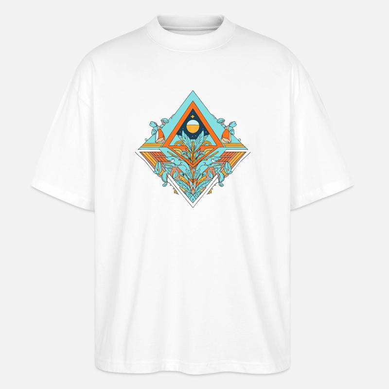 Celestial Dreamscape Geometrisches Design - Stanley/Stella Oversized Unisex Bio T-Shirt Blaster 2.0 - Weiß