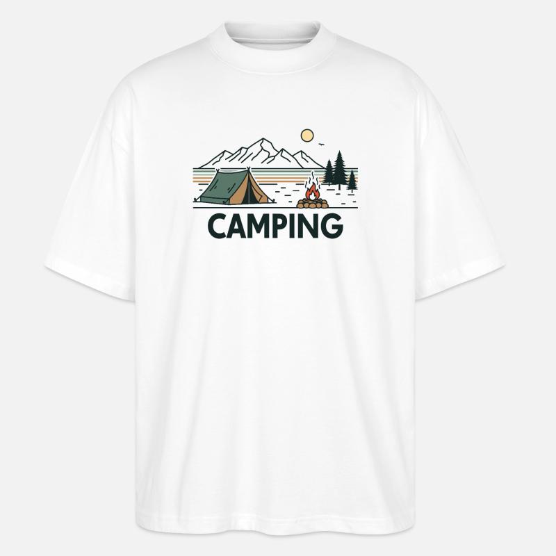 Abendliches Camping unter Sternenhimmel - Stanley/Stella Oversized Unisex Bio T-Shirt Blaster 2.0 - Weiß