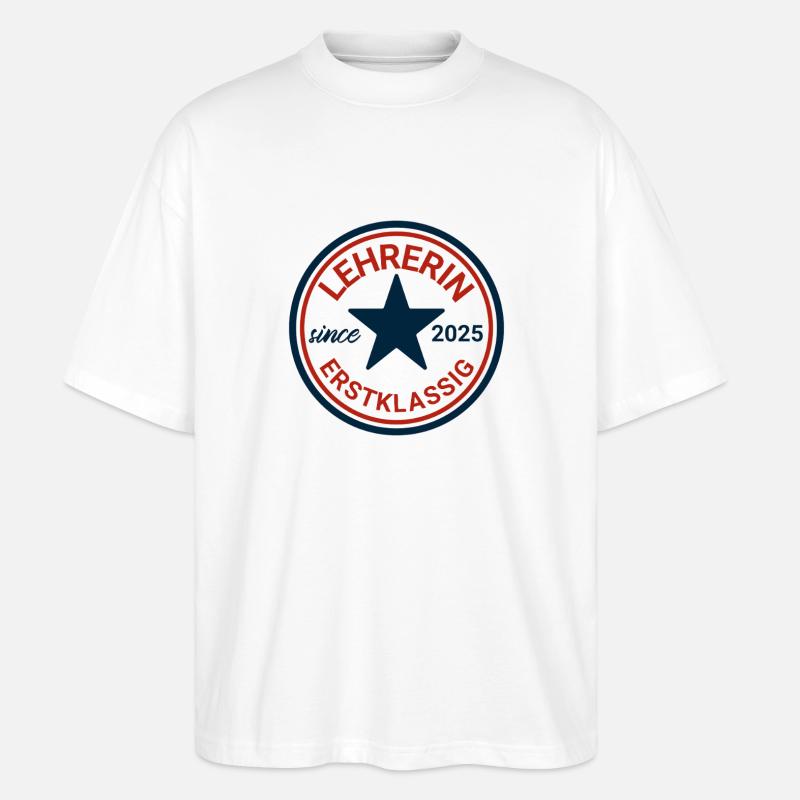 Lehrerin Logo mit Stern und Klassik-Design - Stanley/Stella Oversized Unisex Bio T-Shirt Blaster 2.0 - Weiß