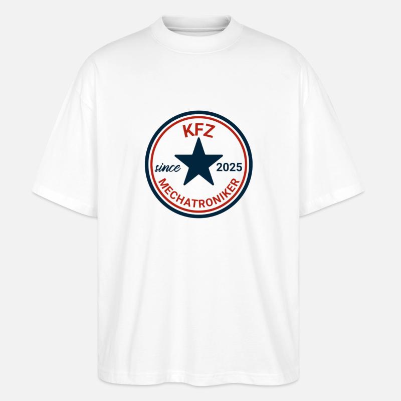 KFZ Mechatroniker 2025 Badge - Stanley/Stella Oversized Unisex Bio T-Shirt Blaster 2.0 - Weiß