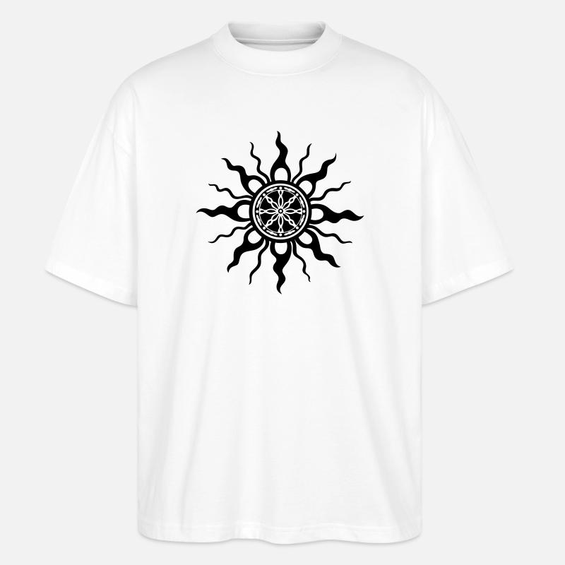 Conception d’ornement tribal du soleil - T-shirt bio Blaster 2.0 coupe oversize Stanley/Stella Unisexe - blanc