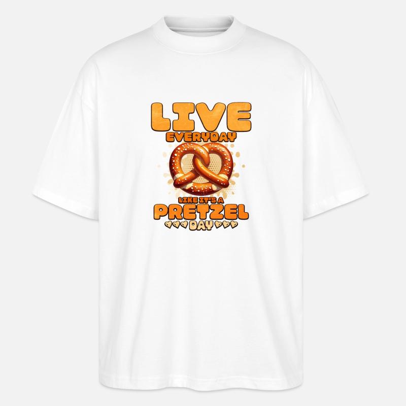 Lebensfreude mit Bretzel und Herz - Stanley/Stella Oversized Unisex Bio T-Shirt Blaster 2.0 - Weiß