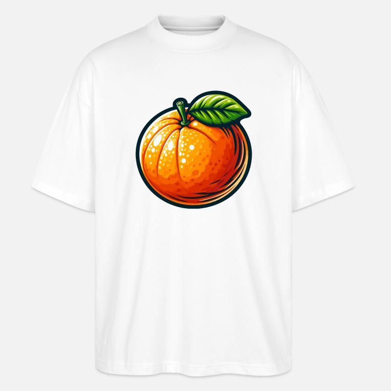 Orange stylisée Zeste éclatant - T-shirt bio Blaster 2.0 coupe oversize Stanley/Stella Unisexe - blanc