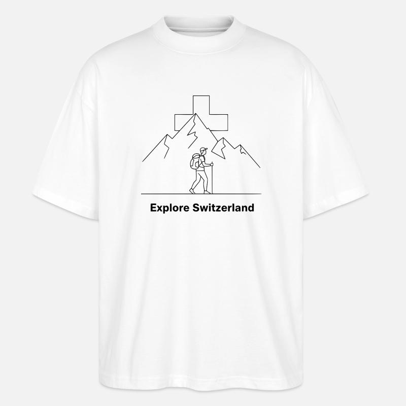 Explore Switzerland Wander Motiv - Stanley/Stella Oversized Unisex Bio T-Shirt Blaster 2.0 - Weiß