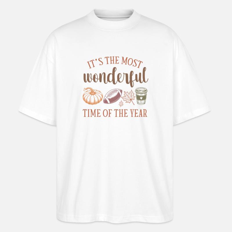 Automne douillet avec citrouille et café - T-shirt bio Blaster 2.0 coupe oversize Stanley/Stella Unisexe - blanc