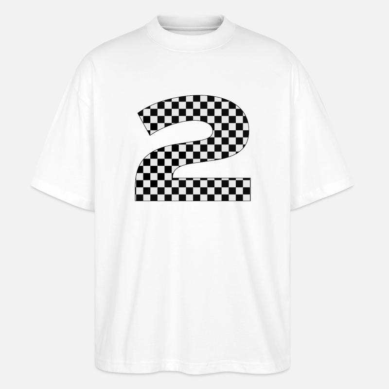 Checkerboard Pattern - Number 2 - Stanley/Stella Oversized Unisex Organic T-shirt Blaster 2.0 - white