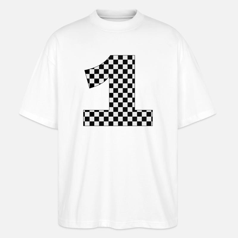 Checkerboard Zahl 1 Design - Stanley/Stella Oversized Unisex Bio T-Shirt Blaster 2.0 - Weiß