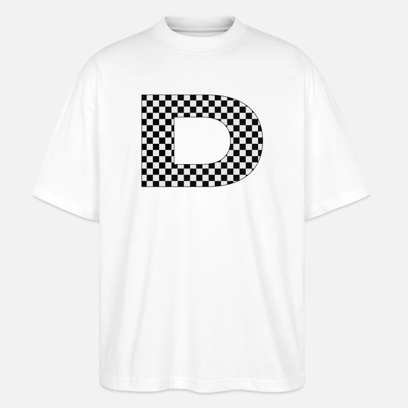 Checkered Muster mit Buchstaben D - Stanley/Stella Oversized Unisex Bio T-Shirt Blaster 2.0 - Weiß