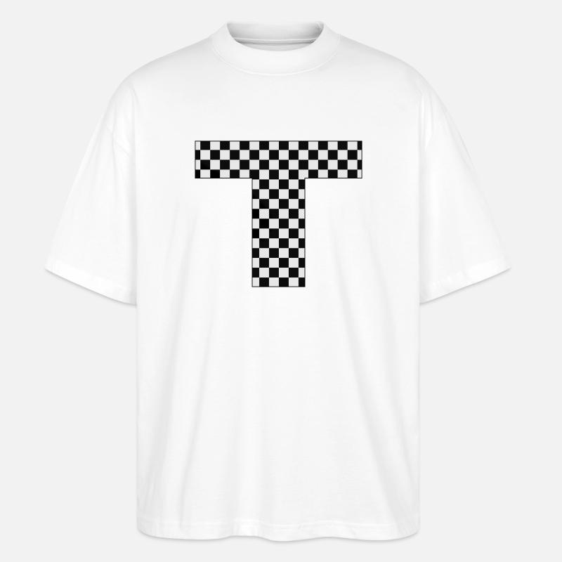 Checkerboard T Buchstabe - Stanley/Stella Oversized Unisex Bio T-Shirt Blaster 2.0 - Weiß