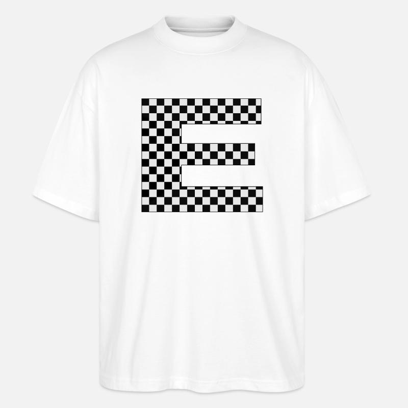 E Letter Checkerboard Pattern - Stanley/Stella Oversized Unisex Organic T-shirt Blaster 2.0 - white