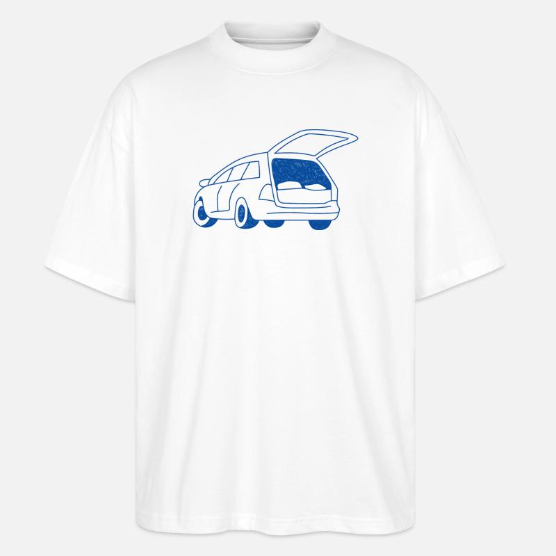 Camping im Auto - Stanley/Stella Oversized Unisex Bio T-Shirt Blaster 2.0 - Weiß