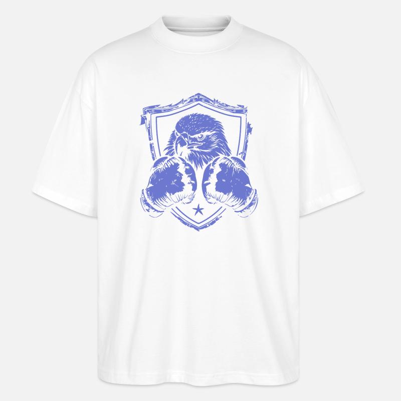 Fighting Eagle Shield Design - Stanley/Stella Oversized Unisex Organic T-shirt Blaster 2.0 - white