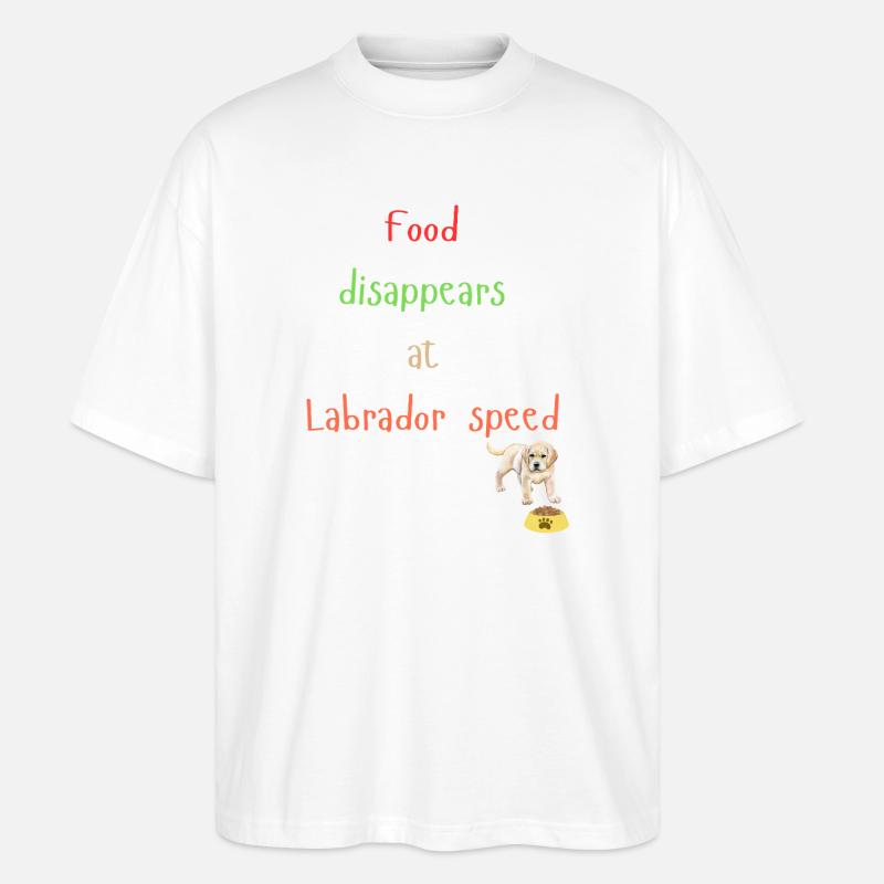 Labrador Essen Verschwinden Verspieltes Design - Stanley/Stella Oversized Unisex Bio T-Shirt Blaster 2.0 - Weiß