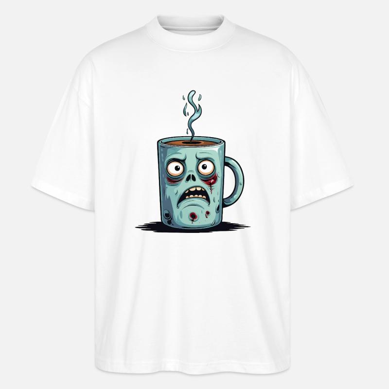 Zombie-Kaffeetasse - Stanley/Stella Oversized Unisex Bio T-Shirt Blaster 2.0 - Weiß