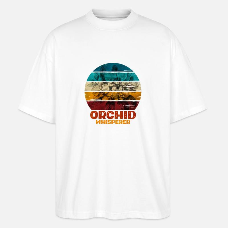Conception de l'orchidée chuchoteuse - T-shirt bio Blaster 2.0 coupe oversize Stanley/Stella Unisexe - blanc