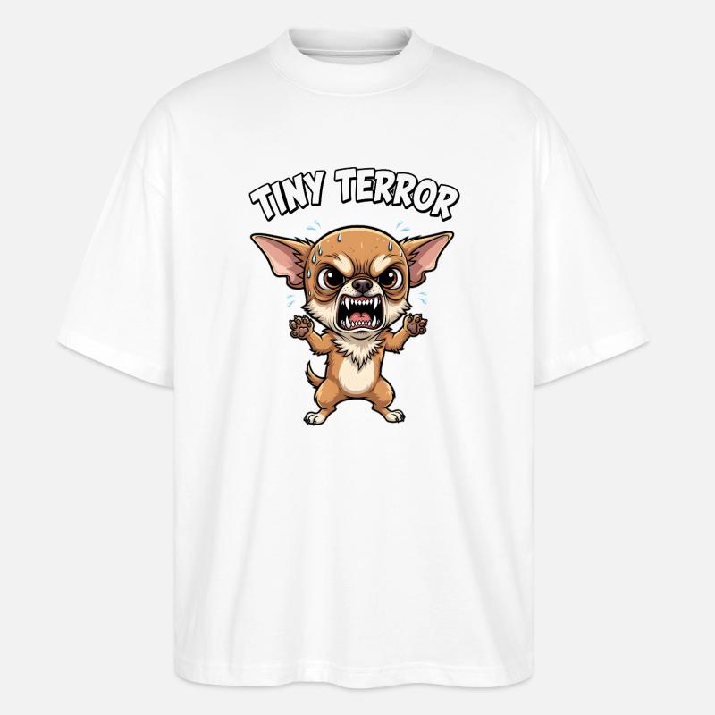 Tiny Terror – Chihuahua Design - Stanley/Stella Oversized Unisex Bio T-Shirt Blaster 2.0 - Weiß