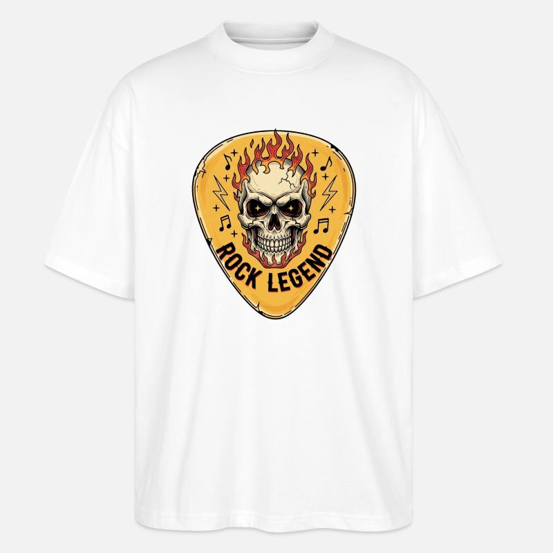 Rock Legende Skull mit Flammen - Stanley/Stella Oversized Unisex Bio T-Shirt Blaster 2.0 - Weiß