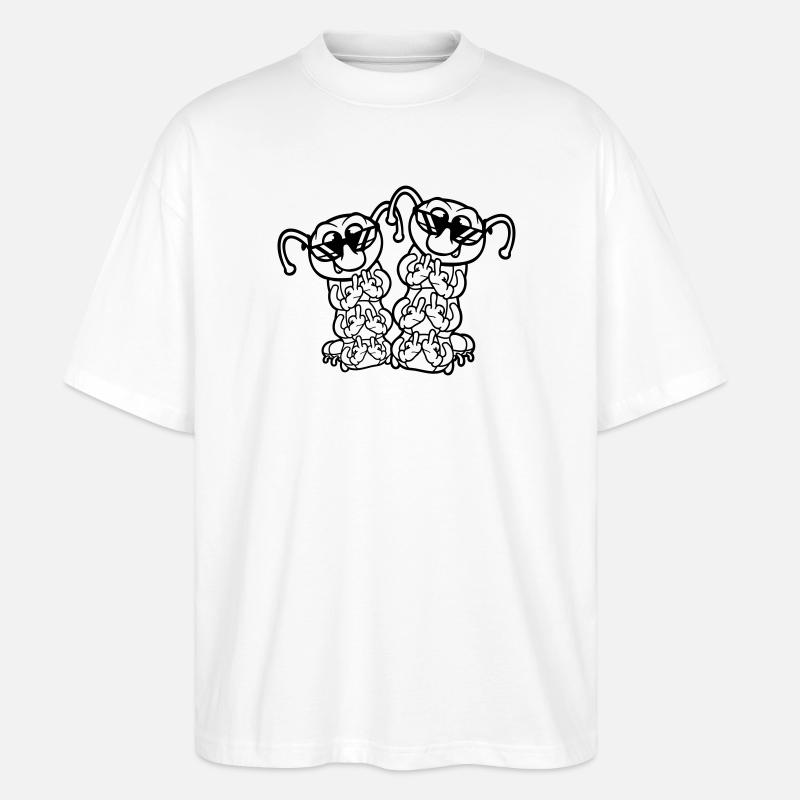 2 Raupe Mittelfinger Beleidigung Sonnenbrille Team - Stanley/Stella Oversized Unisex Bio T-Shirt Blaster 2.0 - Weiß