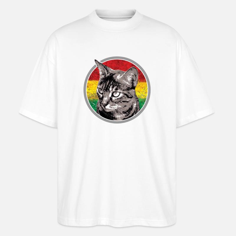 Chat avec des arrière-plans de drapeau - T-shirt bio Blaster 2.0 coupe oversize Stanley/Stella Unisexe - blanc