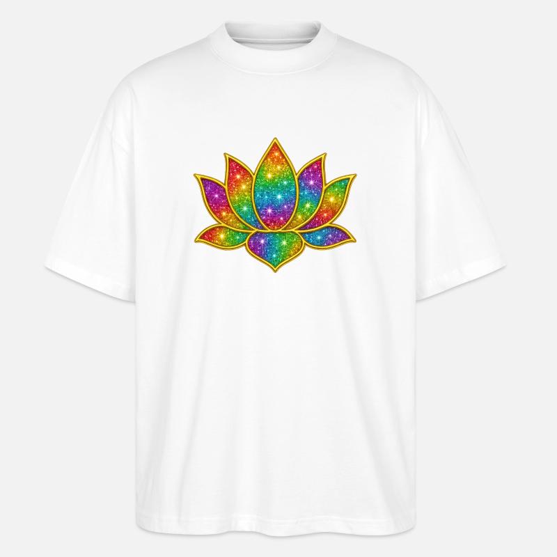 Funkelnder Lotus in Regenbogenfarben - Stanley/Stella Oversized Unisex Bio T-Shirt Blaster 2.0 - Weiß