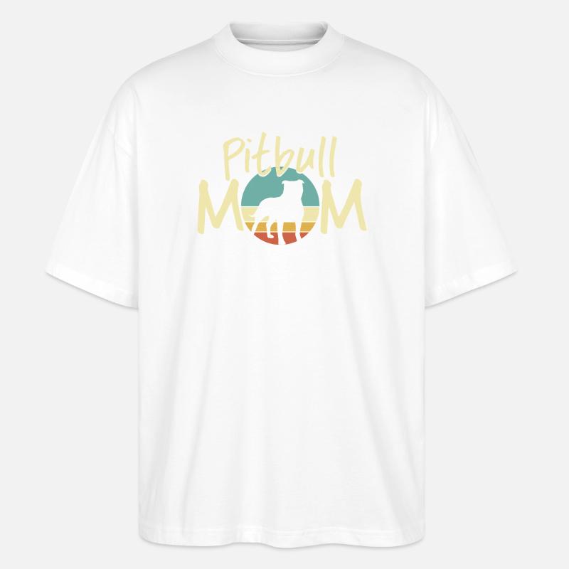 Pitbull MOM Sunset Silhouette Design - T-shirt bio Blaster 2.0 coupe oversize Stanley/Stella Unisexe - blanc