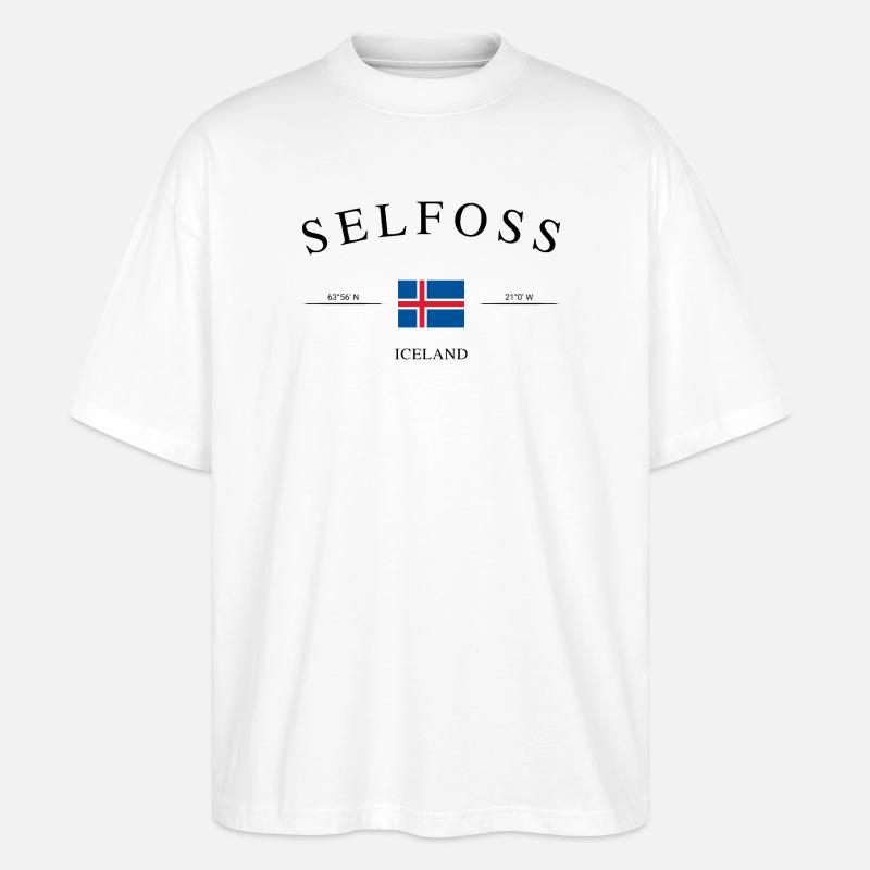 Selfoss Island – Urlaub Souvenir & Geschenk - Stanley/Stella Oversized Unisex Bio T-Shirt Blaster 2.0 - Weiß