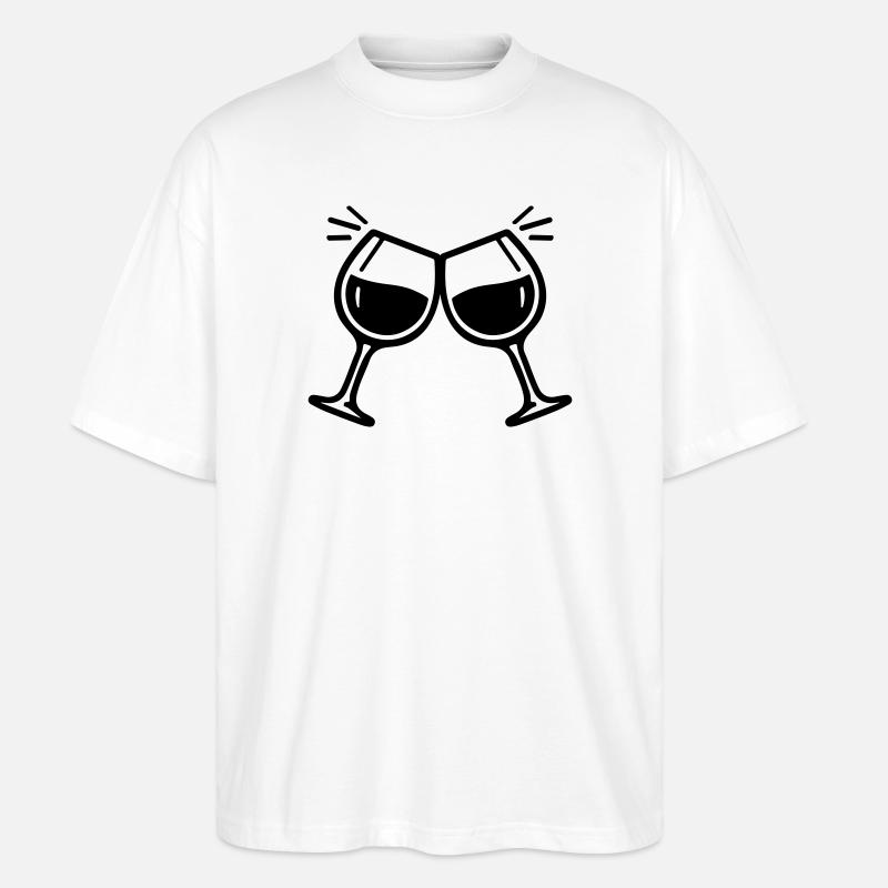 Weinglas Anstoßen Prost Wein - Stanley/Stella Oversized Unisex Bio T-Shirt Blaster 2.0 - Weiß