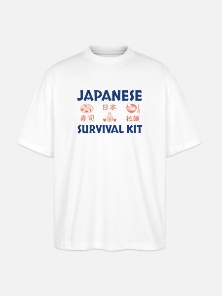Japanese Sushi Survival Kit Design - Stanley/Stella Oversized Unisex Organic T-shirt Blaster 2.0 - white