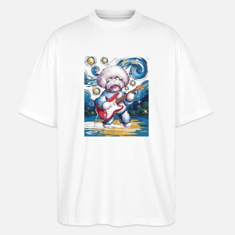 Starry Night Bichon Frise - Stanley/Stella Oversized Unisex Bio T-Shirt Blaster 2.0 - Weiß