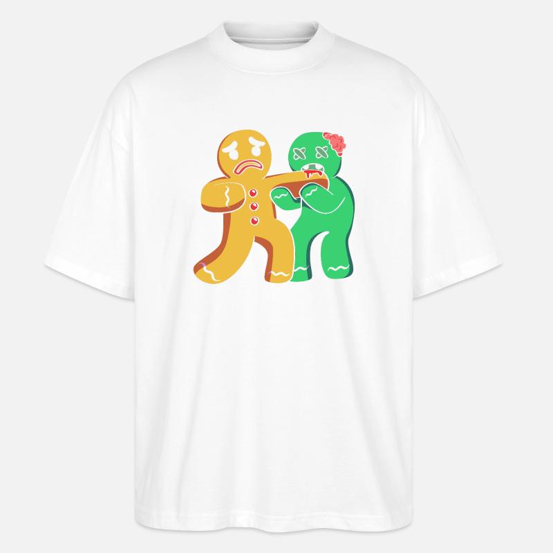 Lebkuchenmann Weihnachten Gingerbread Lebkuchen - Stanley/Stella Oversized Unisex Bio T-Shirt Blaster 2.0 - Weiß