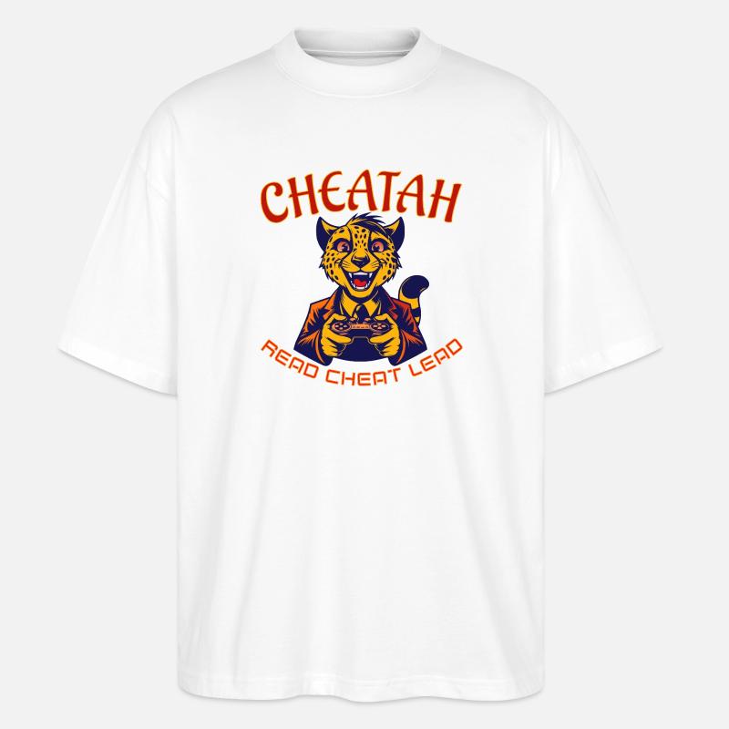 Cheatah Gaming Maskottchen Design - Stanley/Stella Oversized Unisex Bio T-Shirt Blaster 2.0 - Weiß