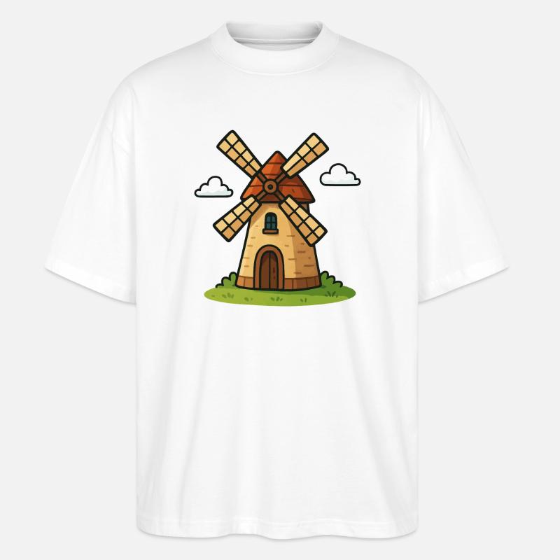 Märchenhafte Windmühle - Stanley/Stella Oversized Unisex Bio T-Shirt Blaster 2.0 - Weiß