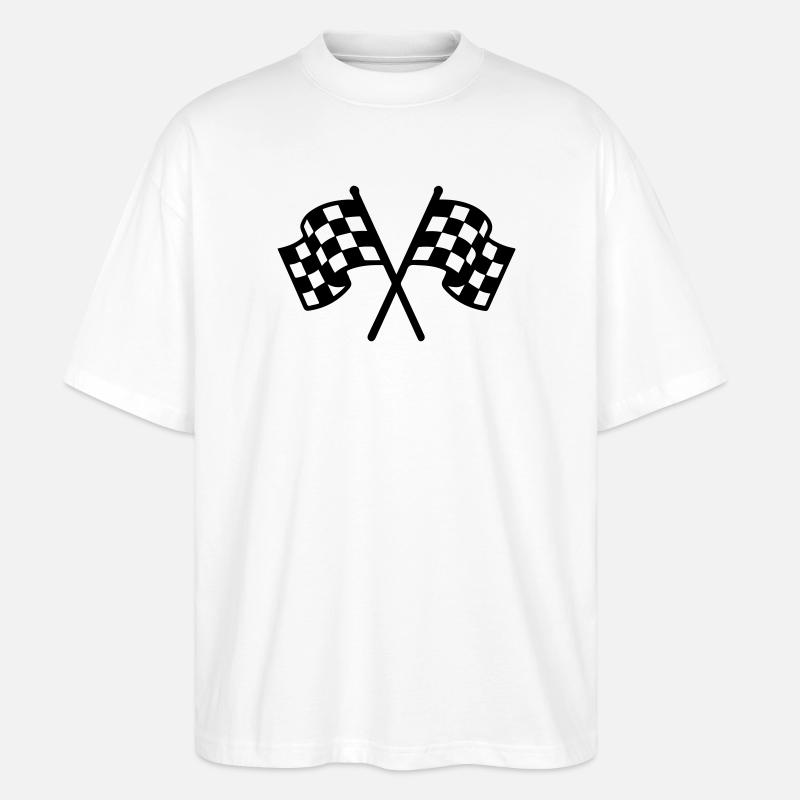 Icône du drapeau de course - T-shirt bio Blaster 2.0 coupe oversize Stanley/Stella Unisexe - blanc