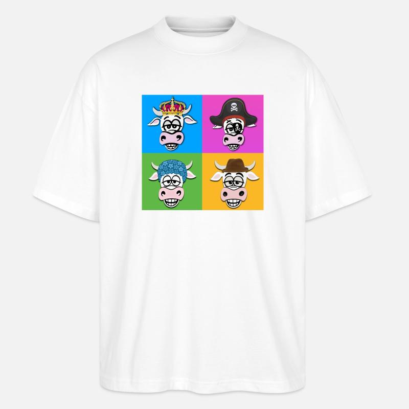 Kuh-Quartett - Stanley/Stella Oversized Unisex Bio T-Shirt Blaster 2.0 - Weiß