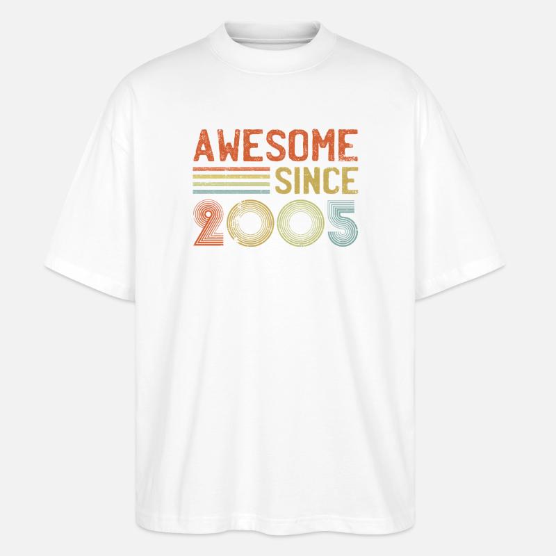 Retro 2005 Celebration Tee Design - Stanley/Stella Oversized Unisex Organic T-shirt Blaster 2.0 - white