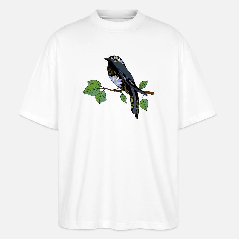 Bunter Vogel - Stanley/Stella Oversized Unisex Bio T-Shirt Blaster 2.0 - Weiß