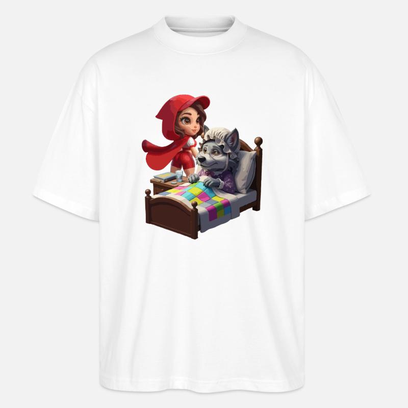 Rotkäppchen bei Oma Wolf - Stanley/Stella Oversized Unisex Bio T-Shirt Blaster 2.0 - Weiß