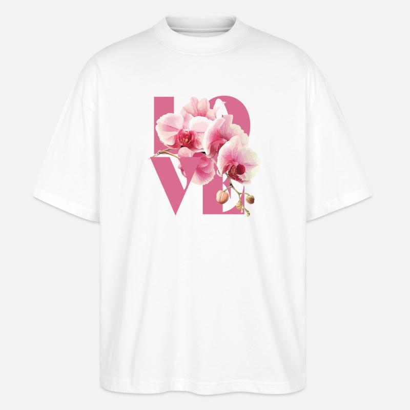 Elegantes Orchideen-Blumendesign - Stanley/Stella Oversized Unisex Bio T-Shirt Blaster 2.0 - Weiß